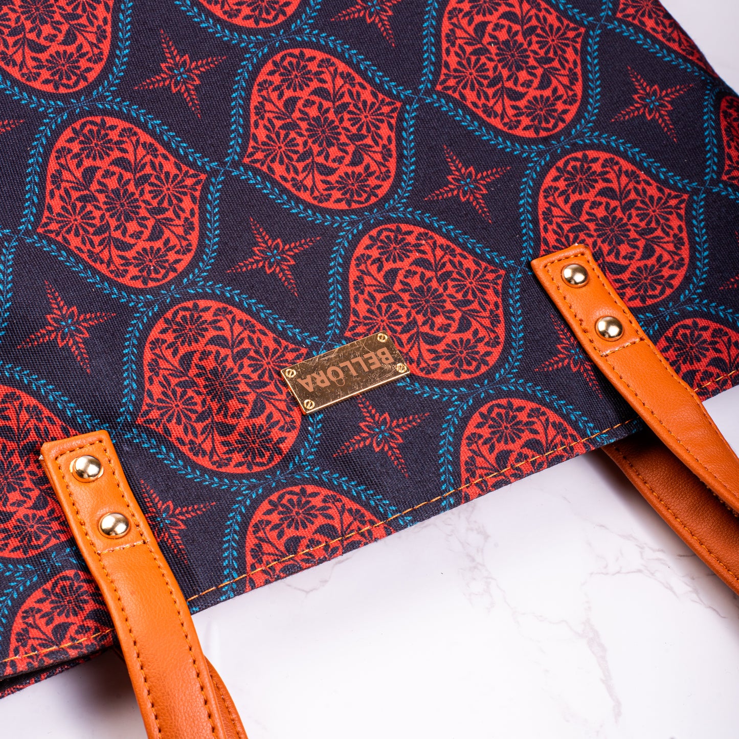 BELLORA Women's Tote Bag – Regal Damask Red Design, Top Zip Closure & Multiple Pockets (Copy)