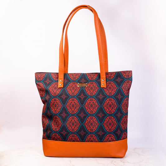 BELLORA Women's Tote Bag – Regal Damask Red Design, Top Zip Closure & Multiple Pockets (Copy)