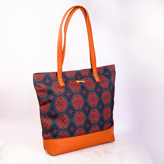 BELLORA Women's Tote Bag – Regal Damask Red Design, Top Zip Closure & Multiple Pockets (Copy)